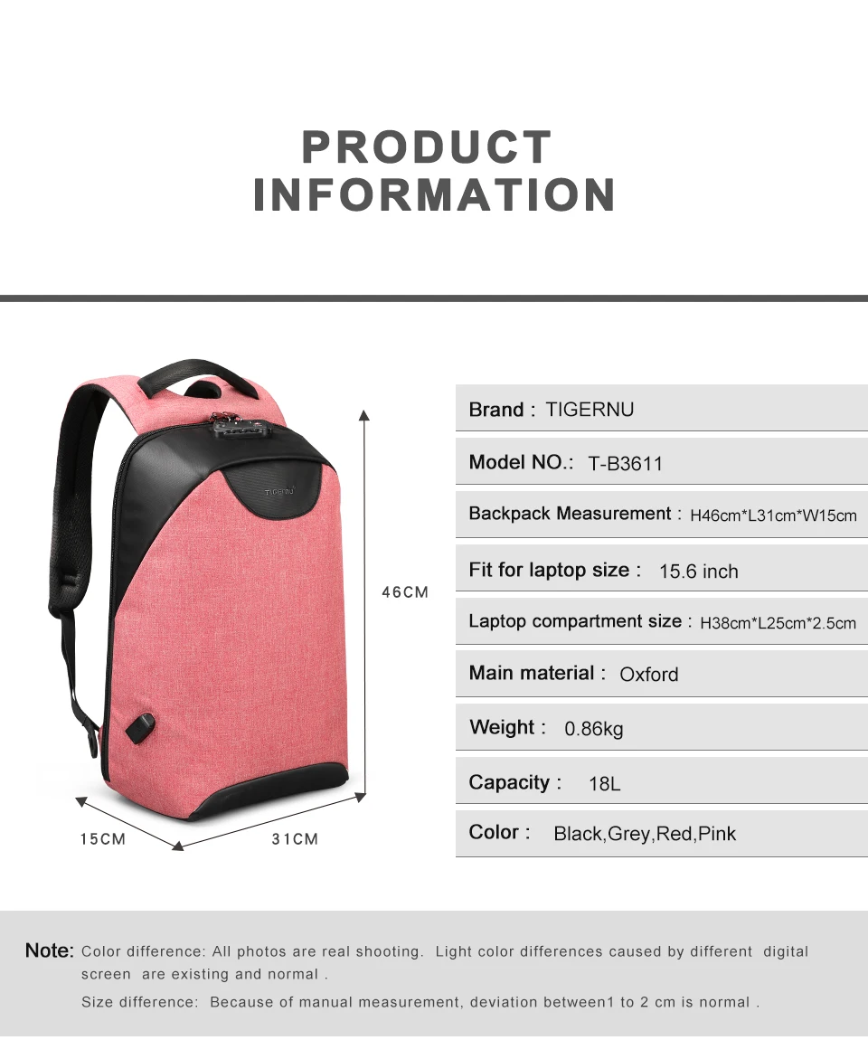 Roubo de Viagem Femininas para Adolescentes Escola à Prova Água do Vintage Moda Bloqueio Polegada Feminina Anti Usb Mochilas Dwaterproof Tsa 15.6 4 roubo de viagem usb mochilas femininas para