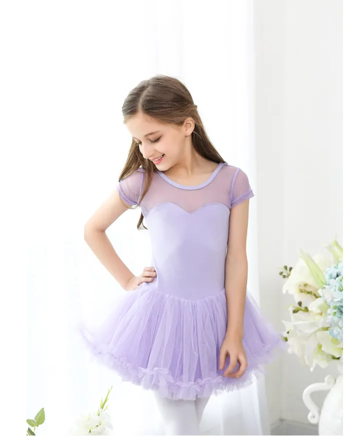 Балетная юбка для танцев Дети новый летний 3 цвета Танцы пачка Сексуальная рукавов практика гимнастическое трико для девочек танцевальное