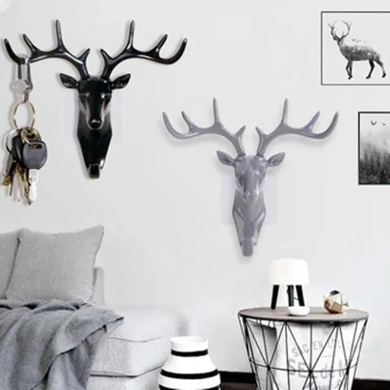 Key Rails Hooks Creative Wall Hanging Deer Shaped Holder For Tie Keys Hat Bag Rack Home Decor Sundries Organizer Household Hooks