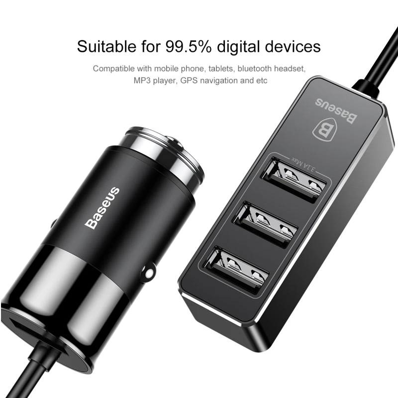 Baseus العالمي 4 الناتج USB شاحن سيارة تهمة سريع المعادن البسيطة USB سيارة-شاحن آيفون X 8 7 6 Xiaomi المحمول الهاتف شاحن