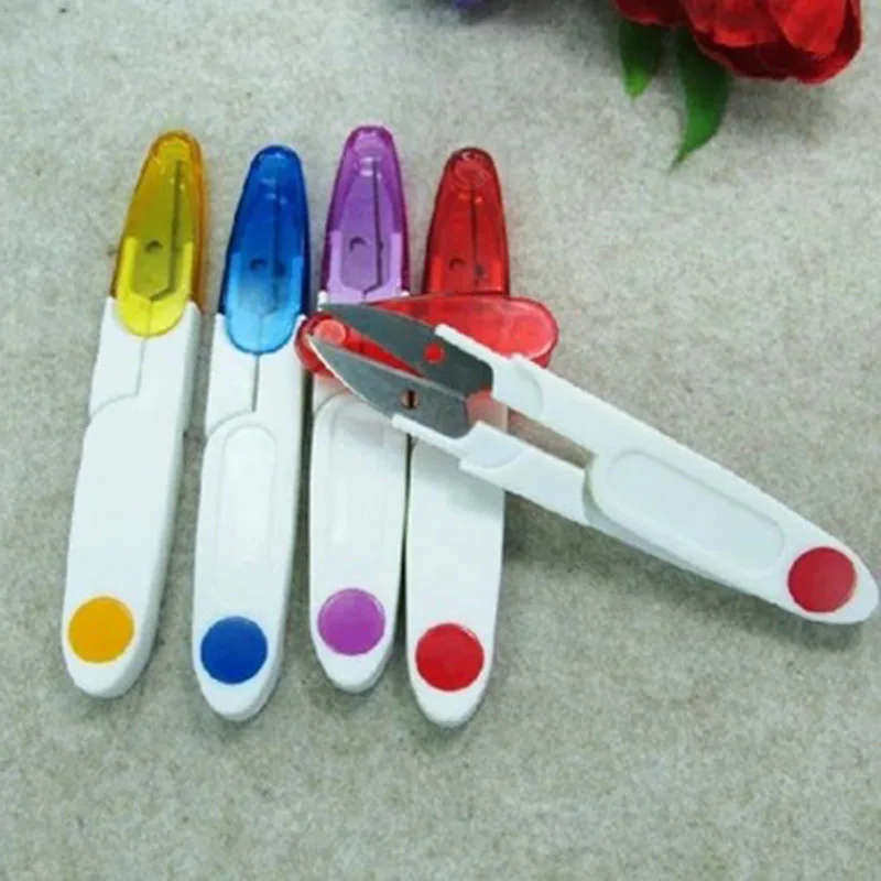 

11.5cm Random Color Fabric Cutter Yarn Scissors With Safety Cover Shears Tool Portable Clippers For Necklace Bracelet Making