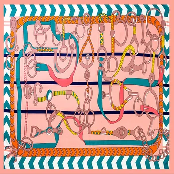

2019 spring explosions hot wild simple Zebra belt twill silk printing 130*130cm retro totem simulation silk fashion scarf