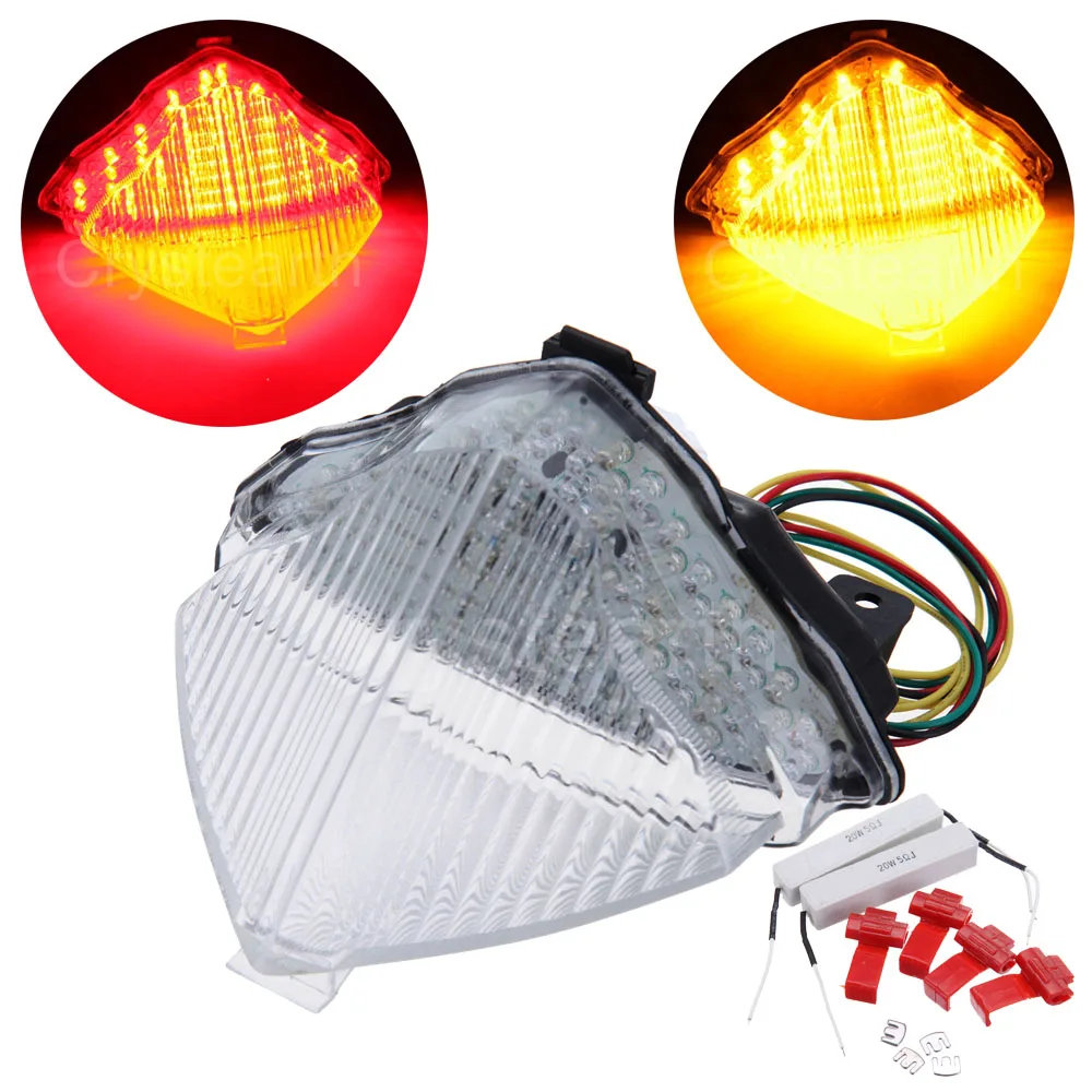 Motorcycle Clear Lens LED Turn Signals Tail Light For Yamaha YZFR1 YZF