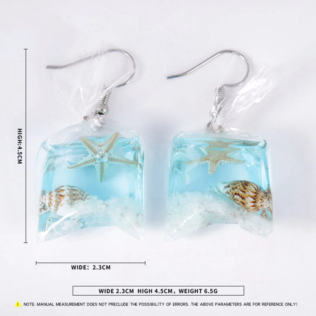 Women Charm Dangle EarringUnique Sea Grass Starfish Shell Water Bag Dangle Earring Fashion Statement Piecring Earring Shellhard