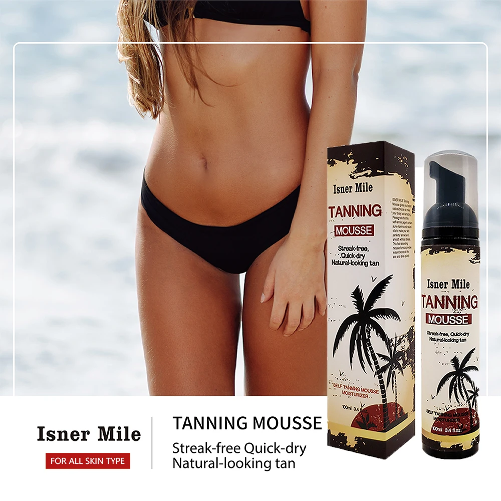 

ISNER MILE Self Tanning Body Mousse Sunless Bronzer Natural Solarium Long Lasting Lotion Bronze Salon Fake SunTaning Cream 100ml