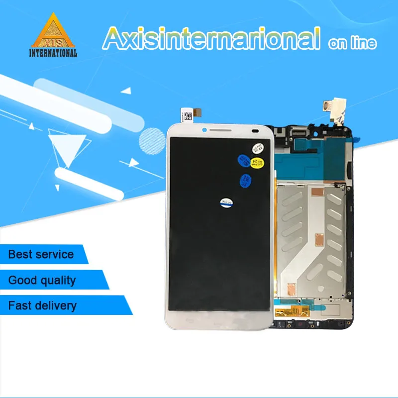 

For Alcatel One Touch Idol 2 6037 OT6037 6037B Axisinternational Lcd screen display+Touch digitizer with frame white/Black free