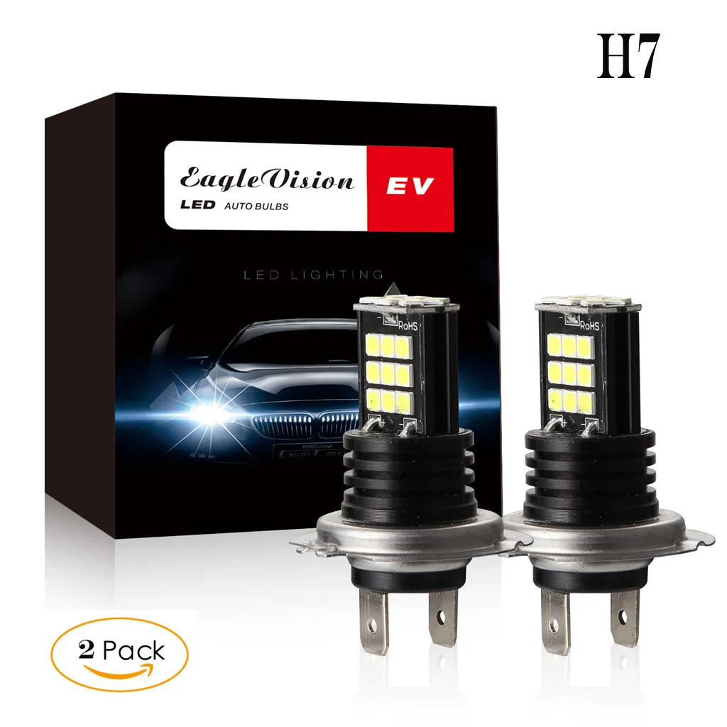 

Car Accessories 2pcs Led Fog Light H7 3030 24 SMD LED RGB Car Headlight Fog Lamp Bulb Light 24W 6000K NEW Led Lamp For Auto