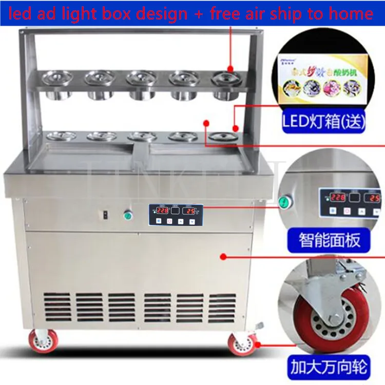 18 Новое поступление световая реклама коробка дизайн слякоть тайского льда машина граниседора Жареный Лед сковорода машина мягкий жесткий мороженое машина