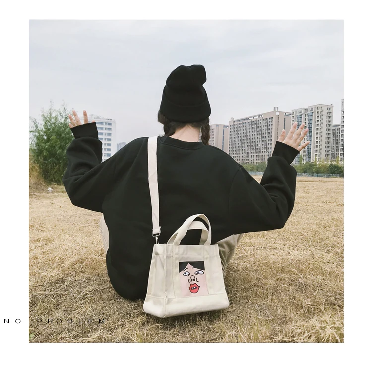 2018 Messenger Bags for Women Preppy Style Girls Ladies Canvas Shopping Travel Casual Totes Girls Zipper Shoulder Crossbody Bags_15
