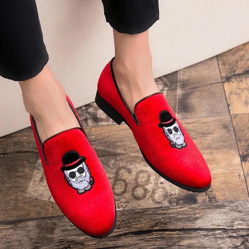 Г., весенние красные мужские кожаные туфли Лоферы Повседневная замшевая обувь без застежки Мужская обувь с низким берцем Zapatos De Hombre