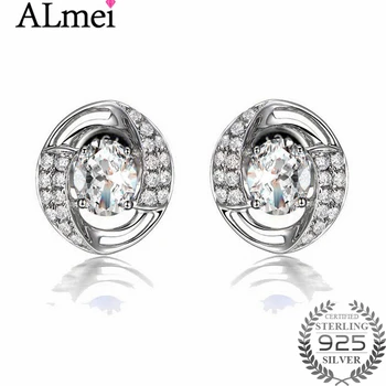 

Almei White AAA+ Cubic Zirconia Earrings for Women's Birthday Gift Luxury 925 Sterling Silver Jewelry with Gift Box 40% LR007