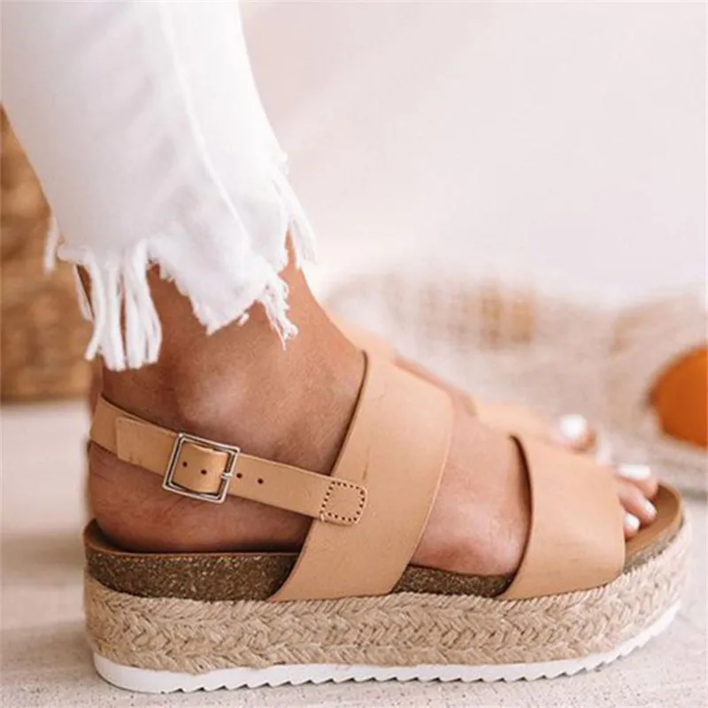 

3 Colour Hot 2019 brand large sizes 35-40 Pearl Wedge Heels Peep Toe Platform Shoes Summer Women's Shoes Woman Sandals Slippers