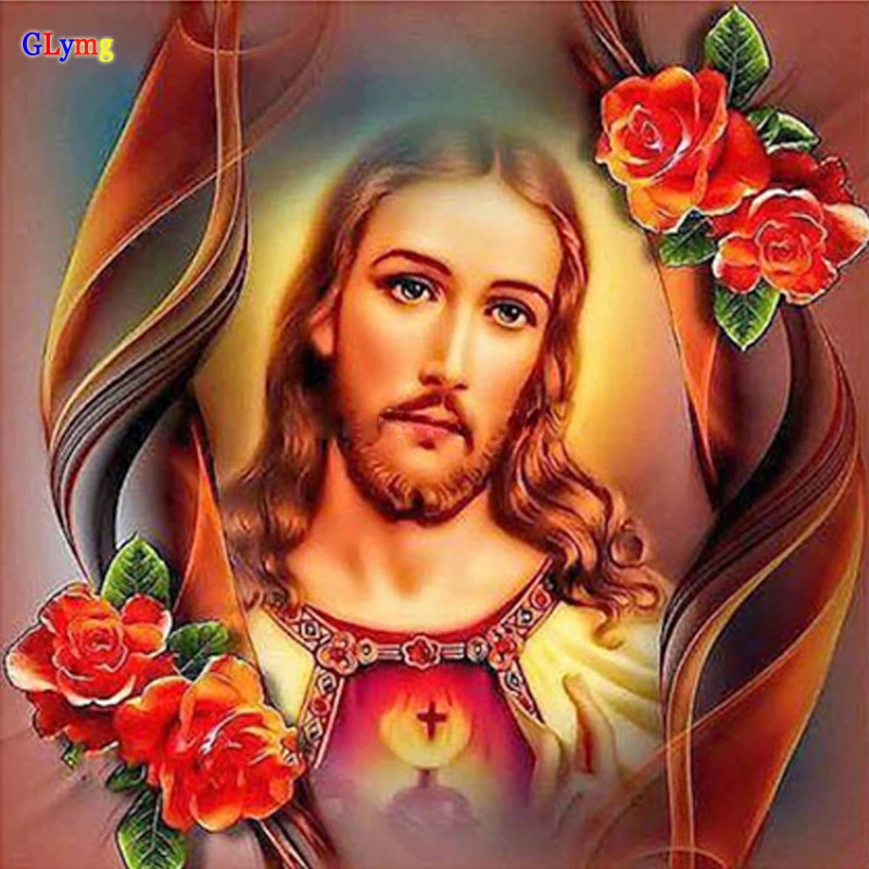 GLymg Needlework Diy Diamond Painting Jesus Rose Christian Series Diamond Embroidery People God Cross Stitch European Home Decor