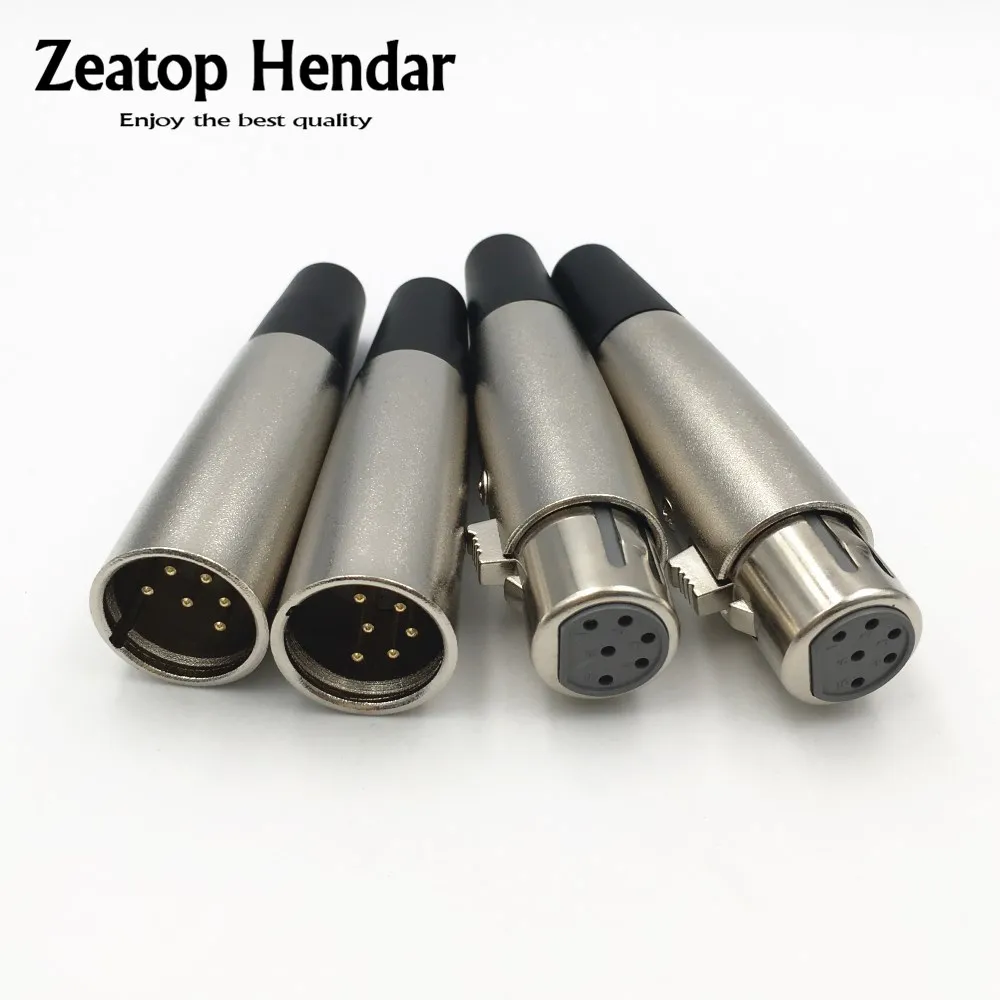 1pcs Gold Pin 6pin Xlr Male / Female Audio Plug Mic Microphone Cable Connector Plug Silver