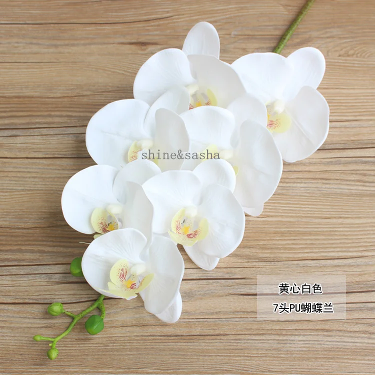 Feuilles d'orchidées artificielles, 3 pièces/lot, racines vertes, toucher  Latex, fausses plantes, Arrangement floral pour la maison - AliExpress