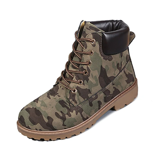 Популярные Модные мужские высокие зимние ботинки кожаные водонепроницаемые армейские походные рабочие ботильоны 7 Размер 4 цвета - Цвет: Camouflage