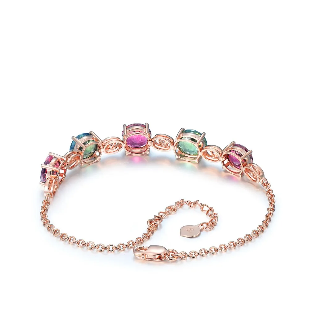 MOONROCY кубический цирконий красочный круглый кристалл браслет розового золотистого цвета Богемские ювелирные изделия Прямая для женщин девочек
