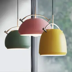 Нордическая лампа современный Утюг macarons красочные светодиодный светодиодные подвесные светильники для спальни круглый подвесной
