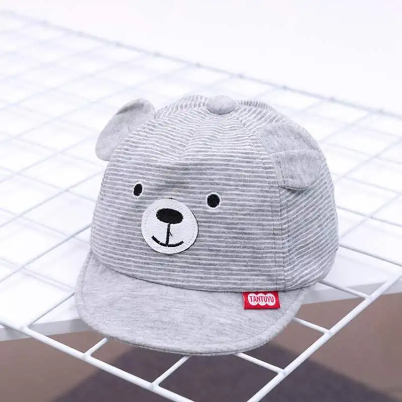 Cartoon Bear Baby Hat Cap Summer Spring Adjustable Baseball Cap Cute Striped Cotton Kids Sun Hat Baby Boy Girl Hats With Ears baseball cap,baby hat,kids caps
