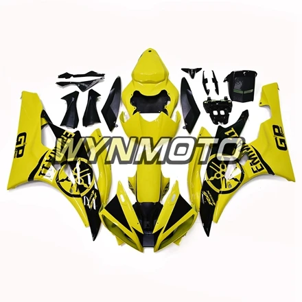 Глянец желтый черный инъекции пластмассы ABS Обтекатели для Yamaha YZF R6 Год 2006 2007 06 07 мотоцикл обтекатель Наборы кузов