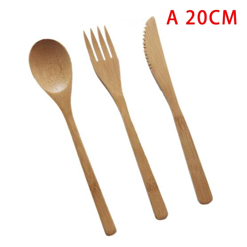 Promotion Eco-friendly Japanese Style Wood Bamboo Wooden Cutlery Set Fork Cutter Cutting Reusable Kitchen Tool