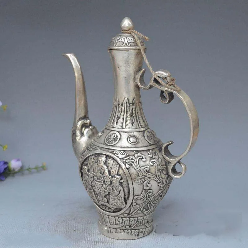

Marked Chinese Silver Shouxing Longevity God Pot Portable Teapot