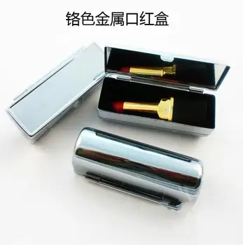 

Wholesale 100 Pcs/lot Blank Metal Lip stick Box pill Cases Holder Inside with Mirror Personlized Logo Gift Free Shipping