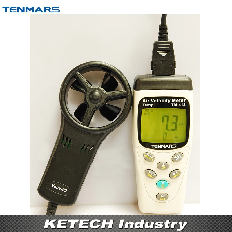 Tm-412 Ручной цифровой анемометр воздуха Velocity/FLOW/Температура метр Регистратор