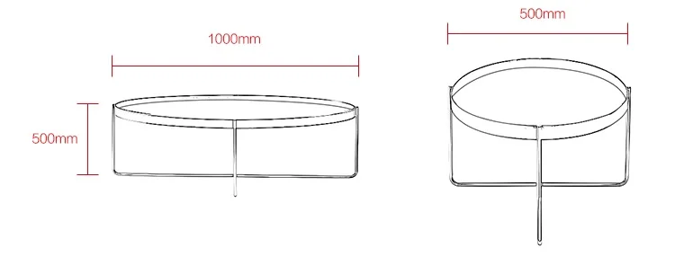 Metal Oval Coffee Table in Black / Gold / Rose Gold