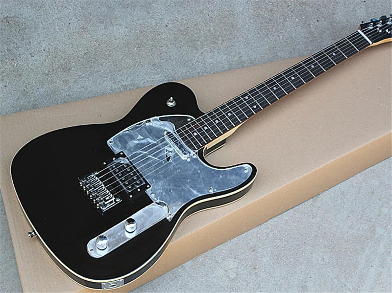 

Factory Custom Black Electric Guitar with Mirror Pickguard,Rosewood Fretboard,Binding Body,Chrome Hardwares,can be customized.