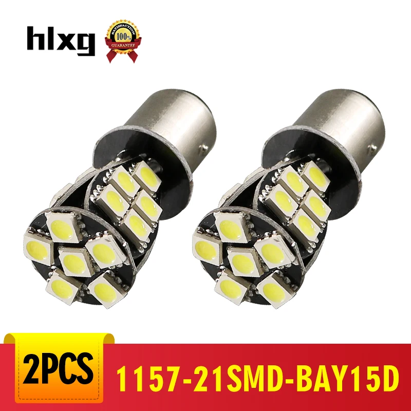 

hlxg 2X BAY15D CANBUS 1157 bulb led Error Free LED Bulb p21/5w led car bulbs 21 LED 5050 SMD P21/5W Brake Tail Light Bulb DC12V