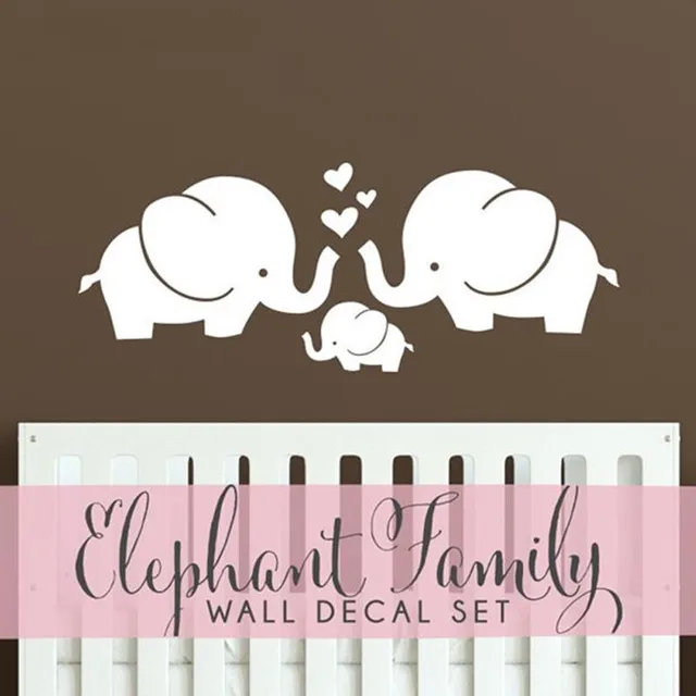 Cute Elephant Hearts Family Wall Decals Baby Nursery Decor Kids Cute Elephant Hearts Family Wall Decals Baby Nursery Decor Kids Room Stickers Hipster Modern Retro