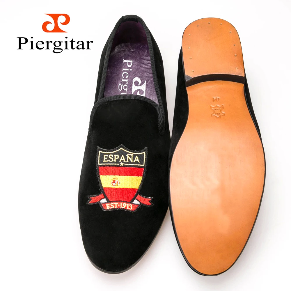 

Four countries flag embroidered purple leather insole genuine leather outsole men velvet shoes men loafer men flats freeshipping