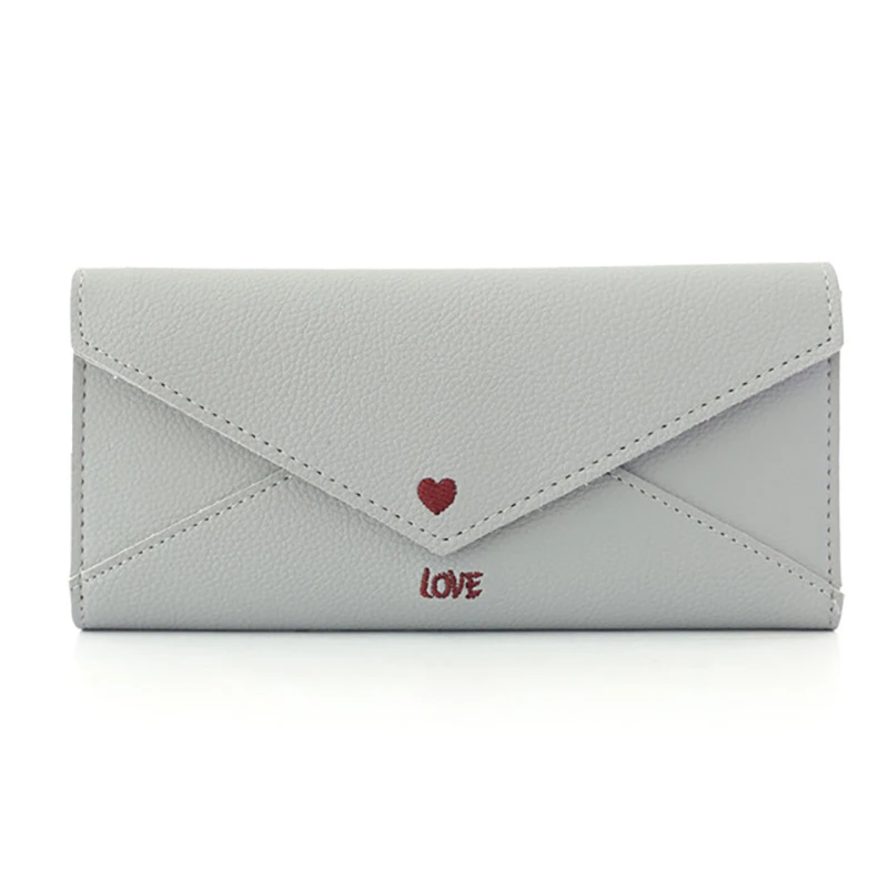 

Women Wallet Long heart-shaped Letters Embroidered Line Multi-Function Simple Wallet 2019 New Student Wallet