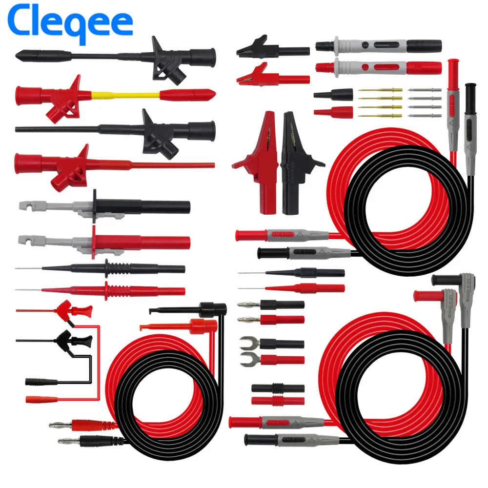 

Cleqee P1600E 18-in-1 Pluggable Multimeter Probe Test Leads Kit Automotive Probe Set IC Test Hook BNC Test Cable
