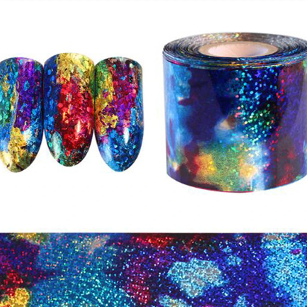Новые женские и девичьи 1 м градиентные Звездные Фольга для ногтей синие Бумажные Наклейки для декора ногтей