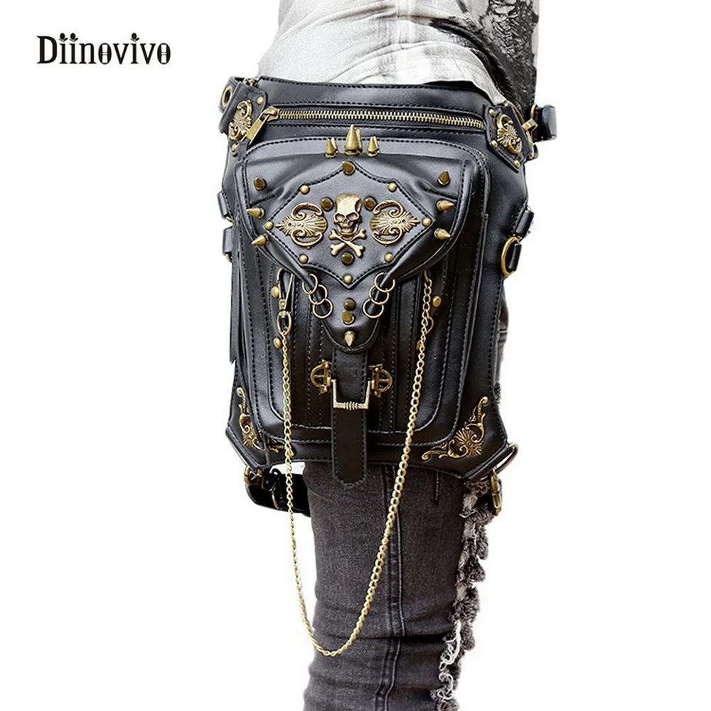 DIINOVIVO Fashion Gothic Women Messenger Bag Steampunk Skull Retro Punk