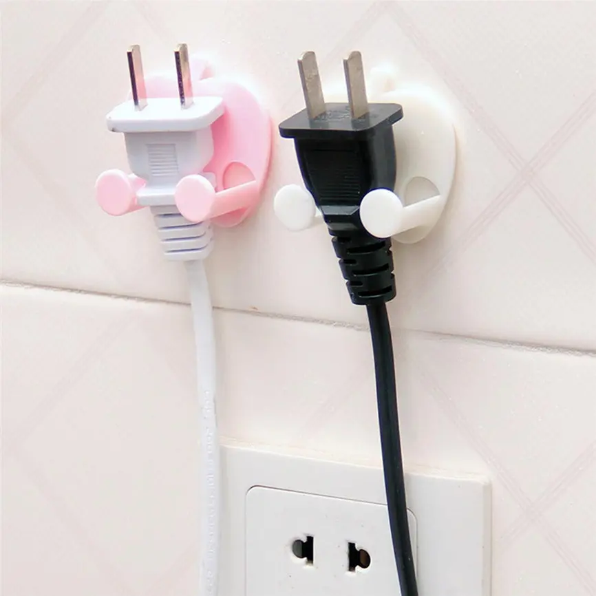 

Decor Wall Hooks For Hanging Home Office Wall Adhesive Plastic Power Plug Socket Holder Creative Hanger Dropshipping June#6