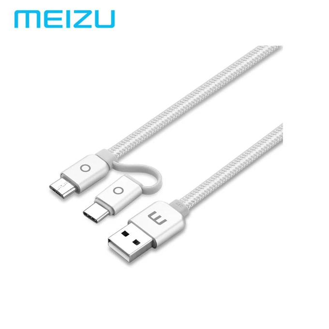 

Original Meizu Micro USB 2 in 1 Type C Cable Metal 2A Fast Charging Nylon Braided 1.2M for Meizu Samsung Xiaomi Android Phone