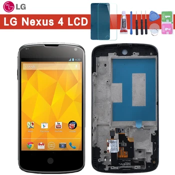 

4.5" Black For LG Optimus Google Nexus 4 E960 LCD Display Touch Screen Digitizer with Bezel Frame Full Assembly Parts Glue tools