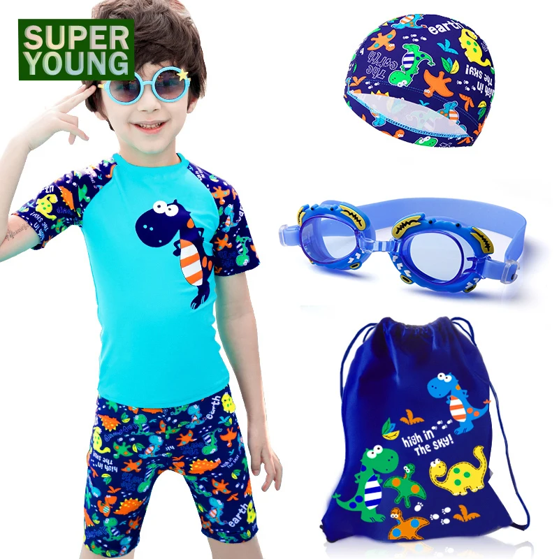 الأطفال السباحة الاستحمام دعوى الكرتون ديناصور ملابس السباحة الاطفال الصبي فوق البنفسجية حماية ملابس السباحة طفل الصيف الشاطئ ملابس سباحة ...