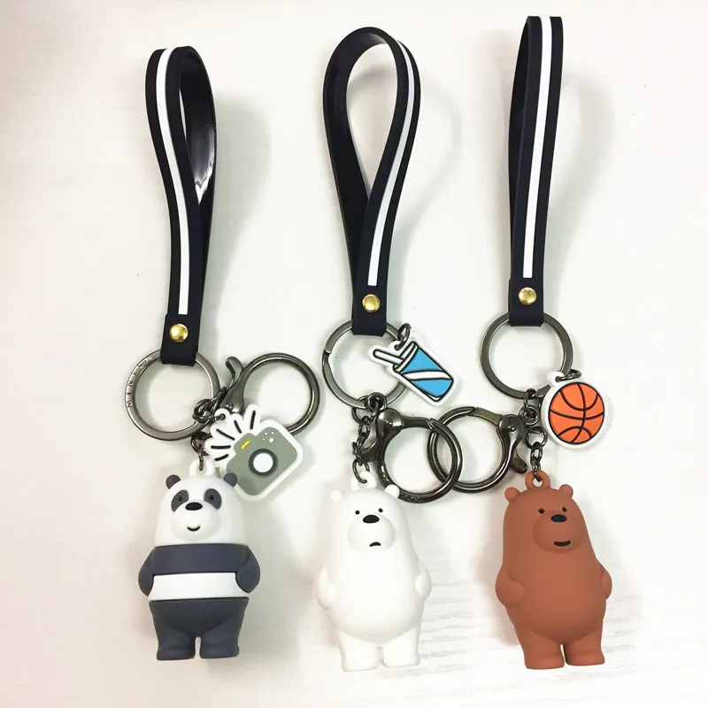 

High quality We bare bears keychain PVC 3d figures toy cosplay accessories Gift