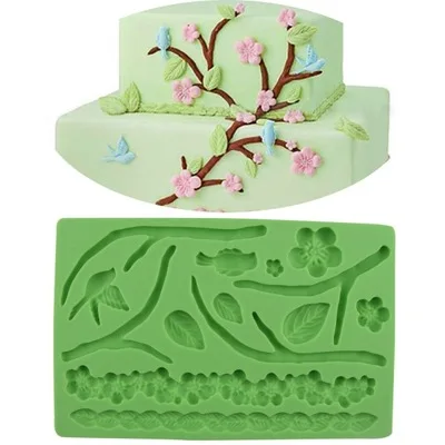 

Fondant Tool Flower Leaf Branch Bird Shape Baking Mold Silicone Embossing Die Sugar Arts Flower gum paste mould D966