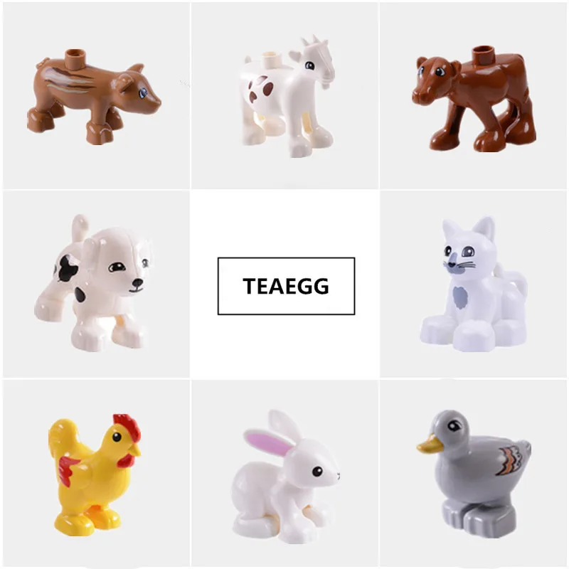 

Big Size Building Blocks Animal Accessories dinosaur Model Figures diy Sheep Dog Cow Duck Compatible With Duploed Toys kids Gift