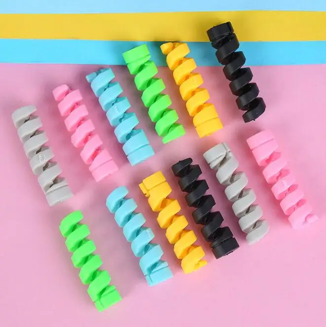 12pcs/6 pairs Universal Cartoon USB Charger Cable Winder Earphone Cable Cord Protector Cable Bite For iPhone Samsung Cell Phone