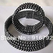 Черный Жемчуг Пресноводных 4 Строк Ожерелье Браслет(C0322