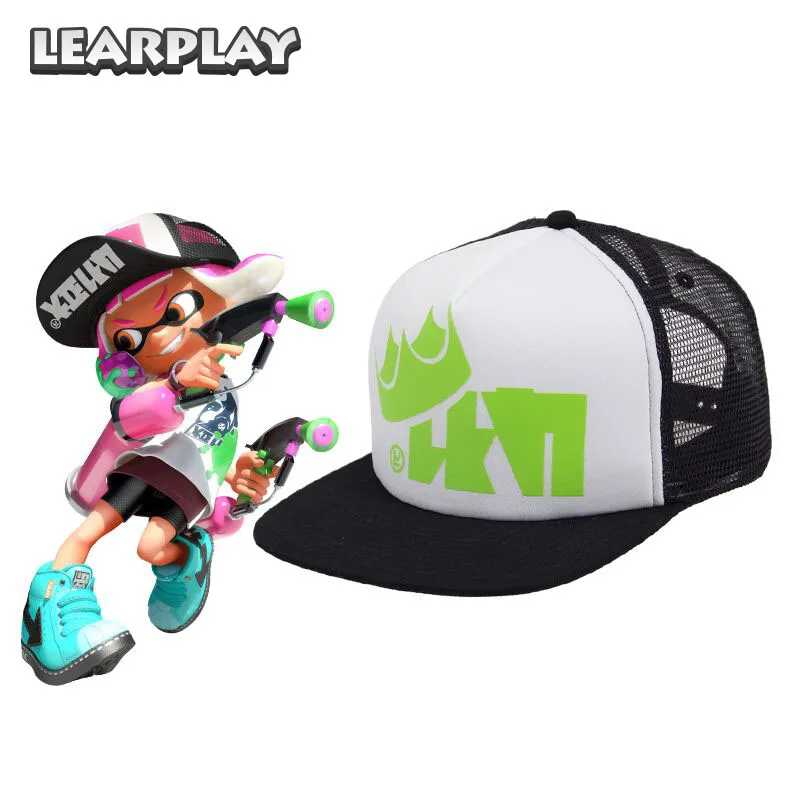

Splatoon 2 Splatfest King Flip Trucker Cap Squid Mesh Hat Green Adjustable Baseball Cap Halloween Christmas Costume Accessories