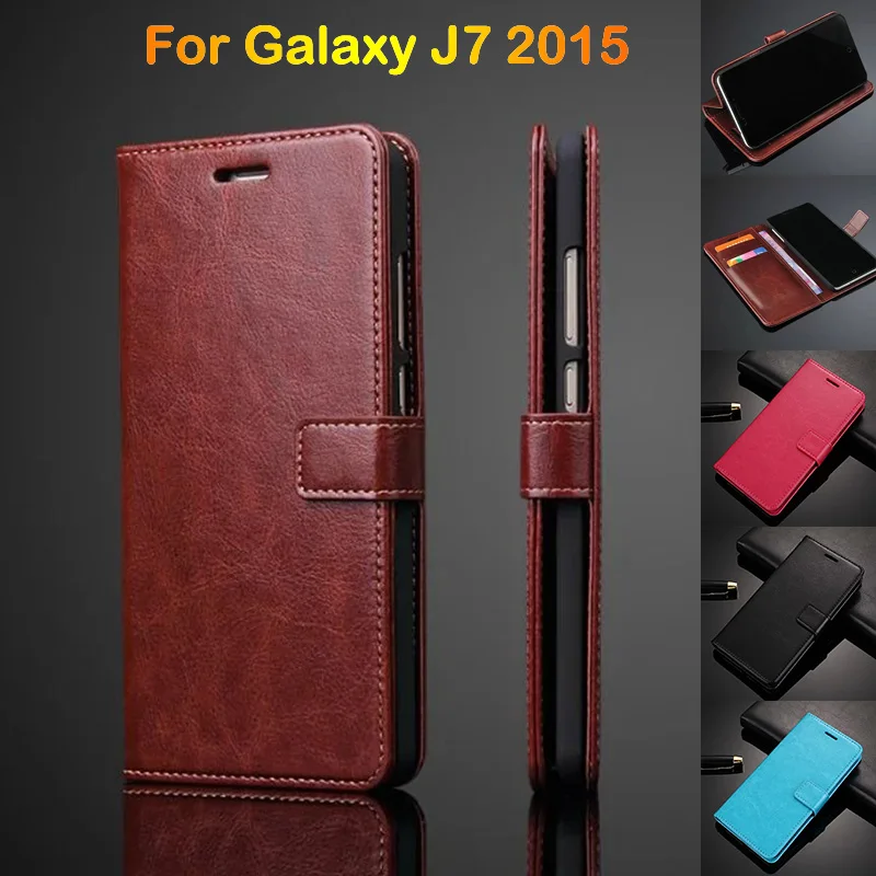 

Luxury Leather Flip Cover Case For Samsung GALAXY J7 2015 Wallet Phone Case Card Holder For Samsung J7 2015 J700 J700H J700F