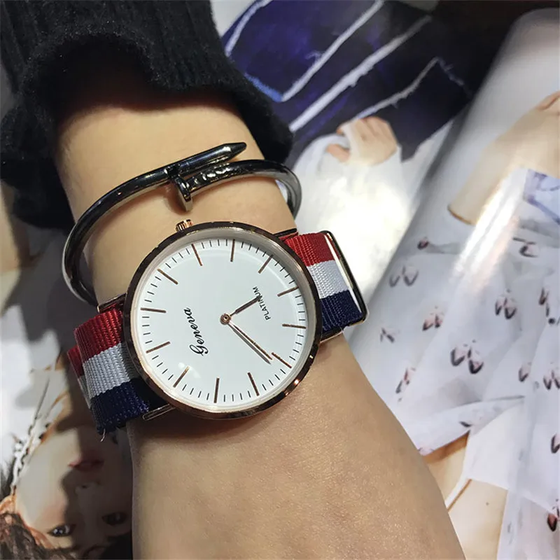 Модные Повседневные кварцевые часы, многоцветная ткань, нейлоновый ремешок для часов, Простые Дизайнерские наручные часы для женщин и мужчин, часы Orologio