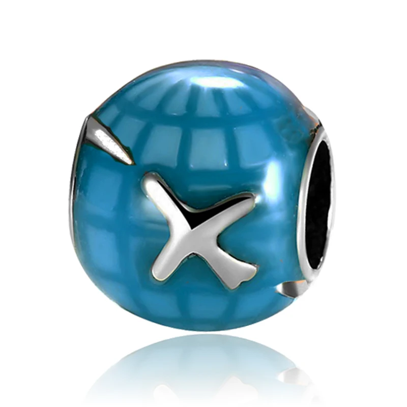

Free Shipping 1PC Silver Enamel Ocean Big Hole Beads Fits European Pandora Charm Bracelets DIY Jewelery accessories